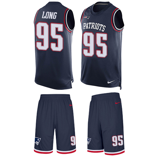 Men's Limited Chris Long Nike Jersey Navy Blue - #95 Tank Top Suit NFL New England Patriots